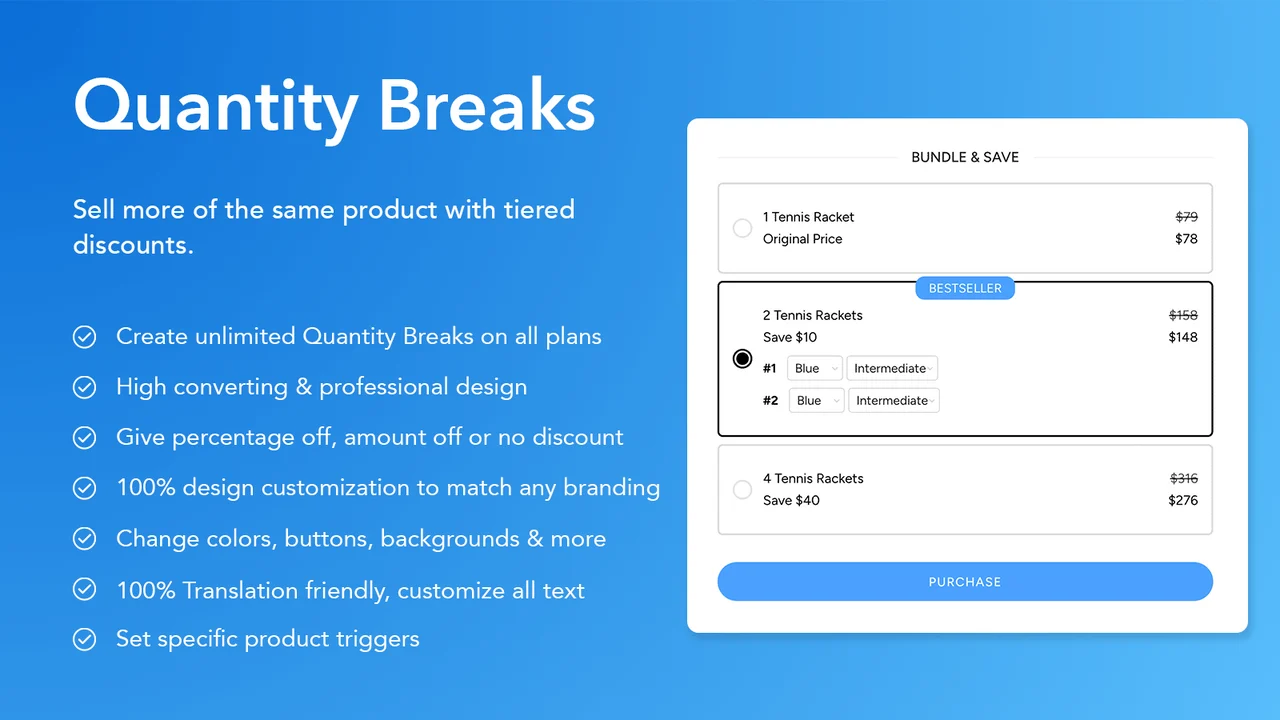 LaunchLab quantity break configuration and storefront preview